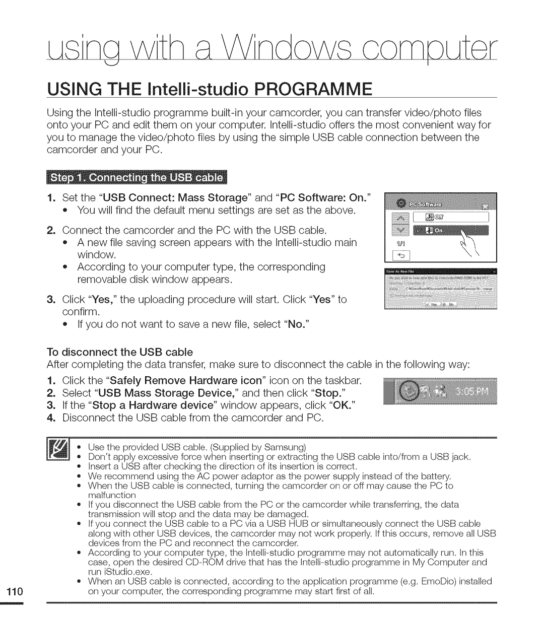 Samsung MX-H203RP, MX-H220RP, MX-H205RP, MX-H200RP, MX-H204RP user manual Using the intelli-studio Programme 