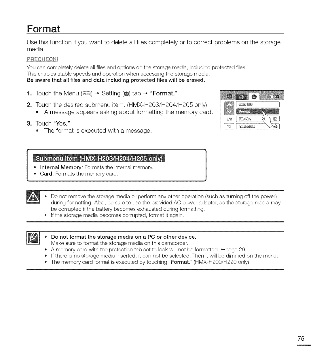 Samsung MX-H203RP, MX-H220RP, MX-H205RP, MX-H200RP, MX-H204RP user manual Format 