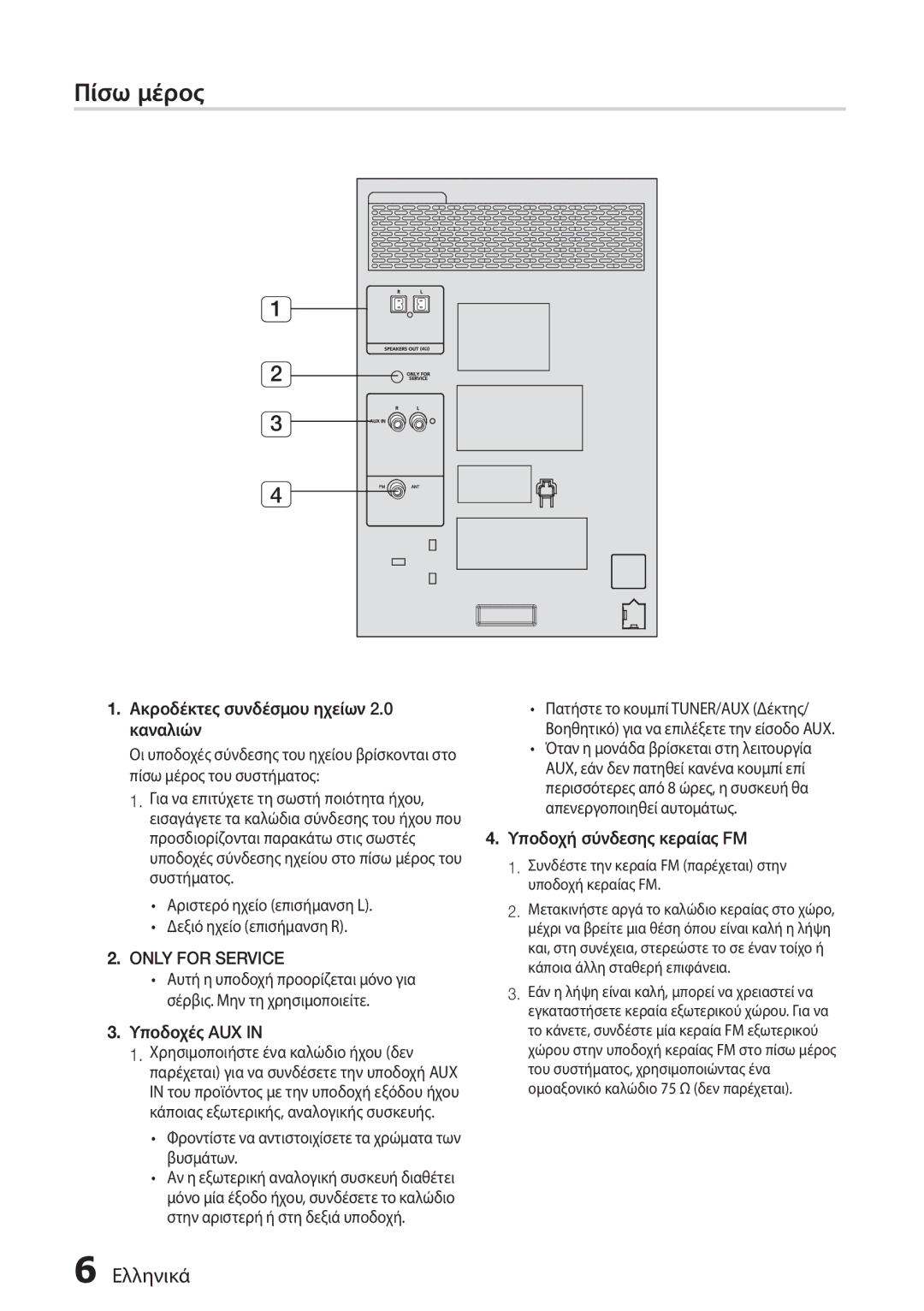 Samsung MX-H630/EN, MX-H730/EN manual Πίσω μέρος 