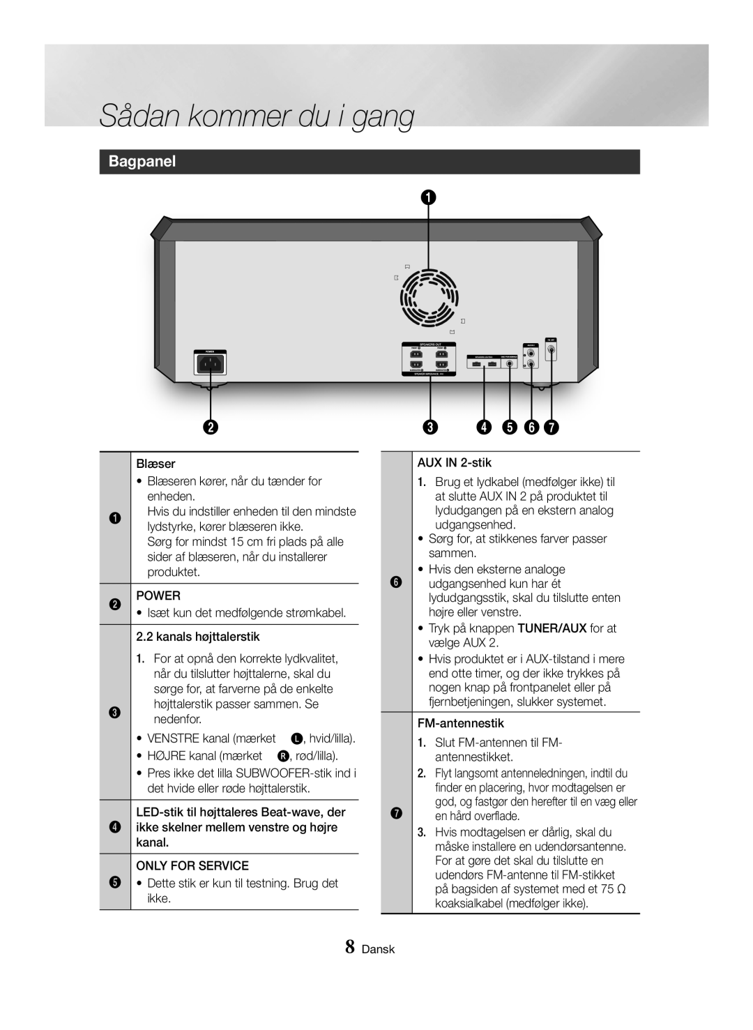 Samsung MX-HS8000/EN manual Blæser Blæseren kører, når du tænder for enheden, End otte timer, og der ikke trykkes på 