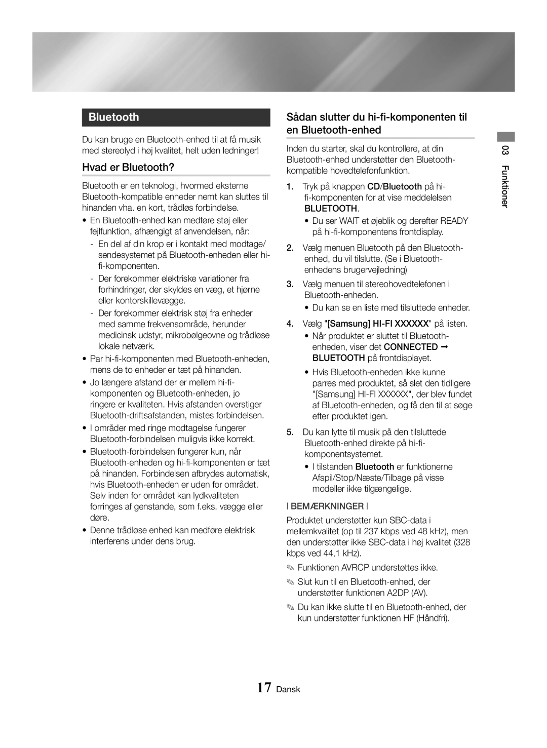 Samsung MX-HS8000/ZF, MX-HS8000/EN manual Hvad er Bluetooth?, Sådan slutter du hi-fi-komponenten til en Bluetooth-enhed 