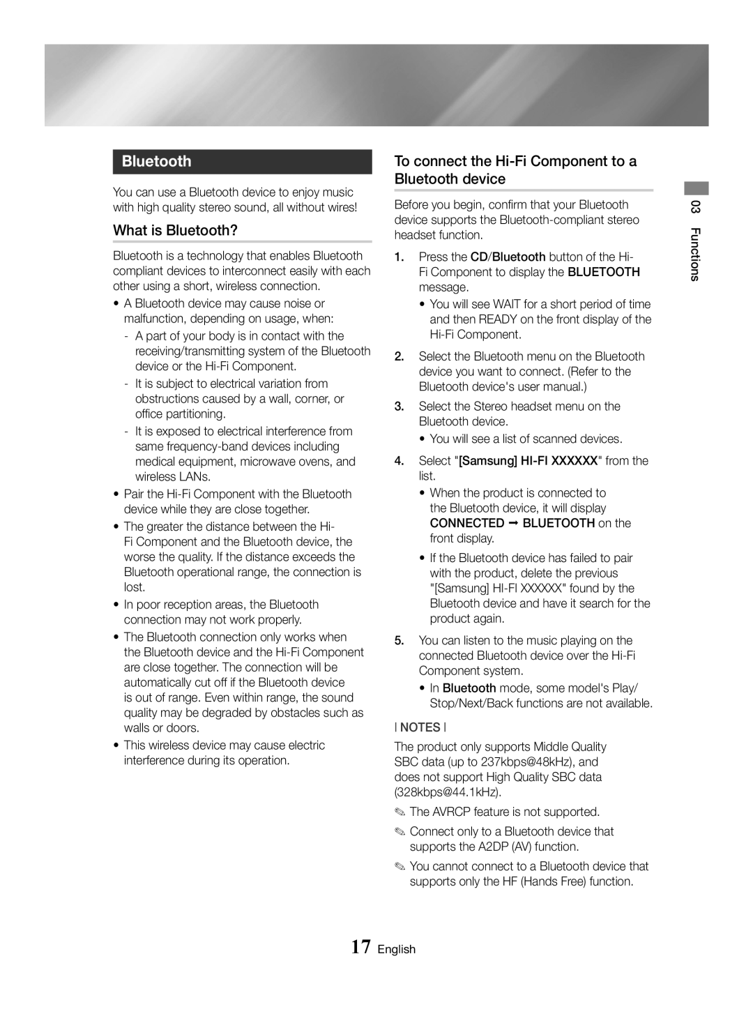 Samsung MX-HS8000/ZF, MX-HS8000/EN manual What is Bluetooth?, To connect the Hi-Fi Component to a Bluetooth device 