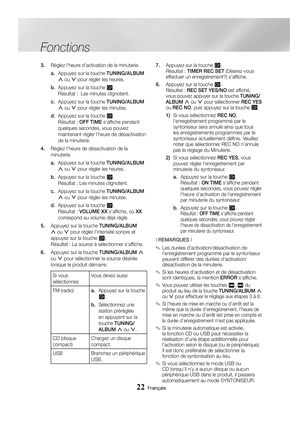 Samsung MX-HS8000/EN, MX-HS8000/ZF manual Tuning 