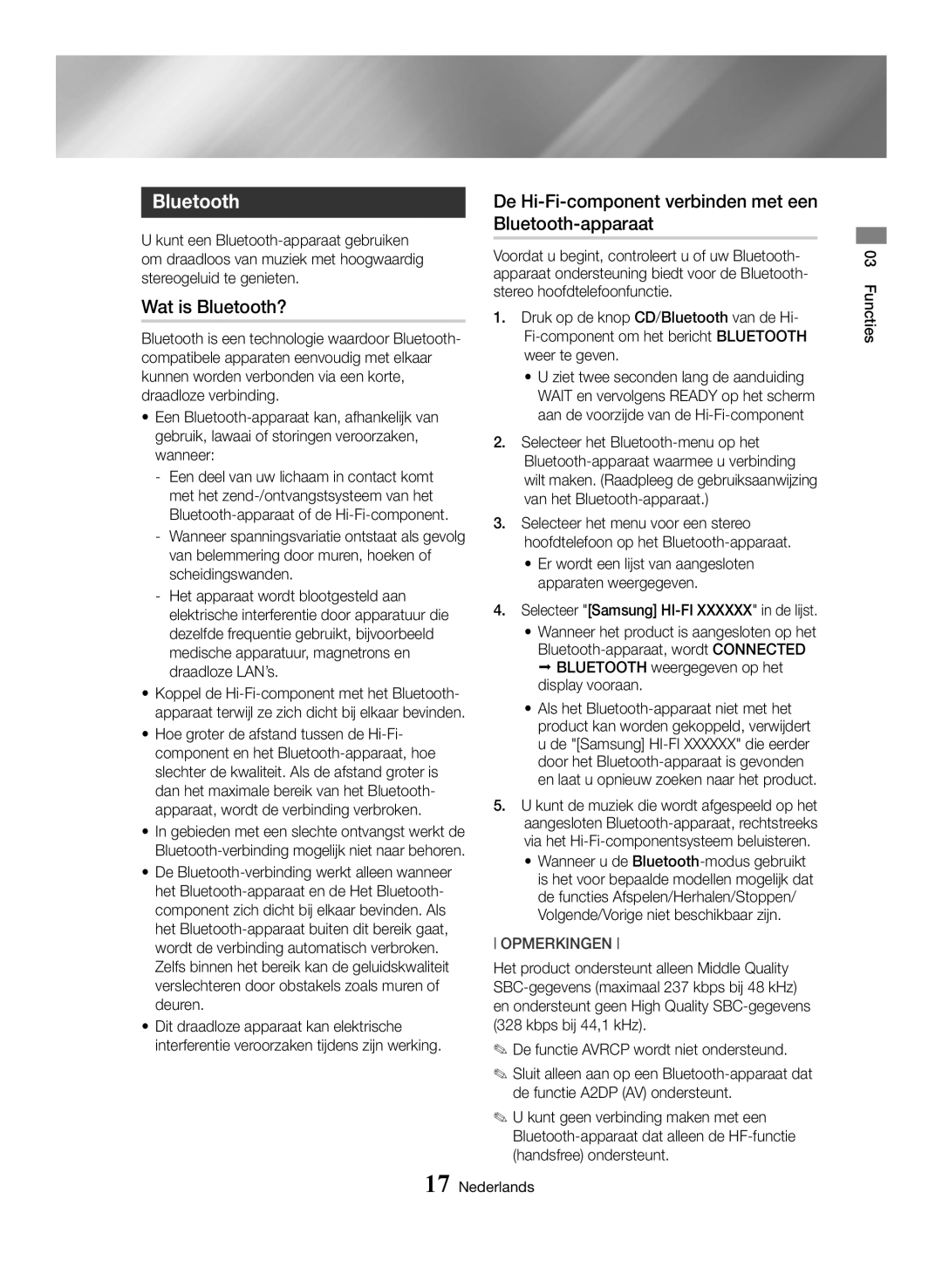 Samsung MX-HS8000/ZF, MX-HS8000/EN manual Wat is Bluetooth?, De Hi-Fi-component verbinden met een Bluetooth-apparaat 