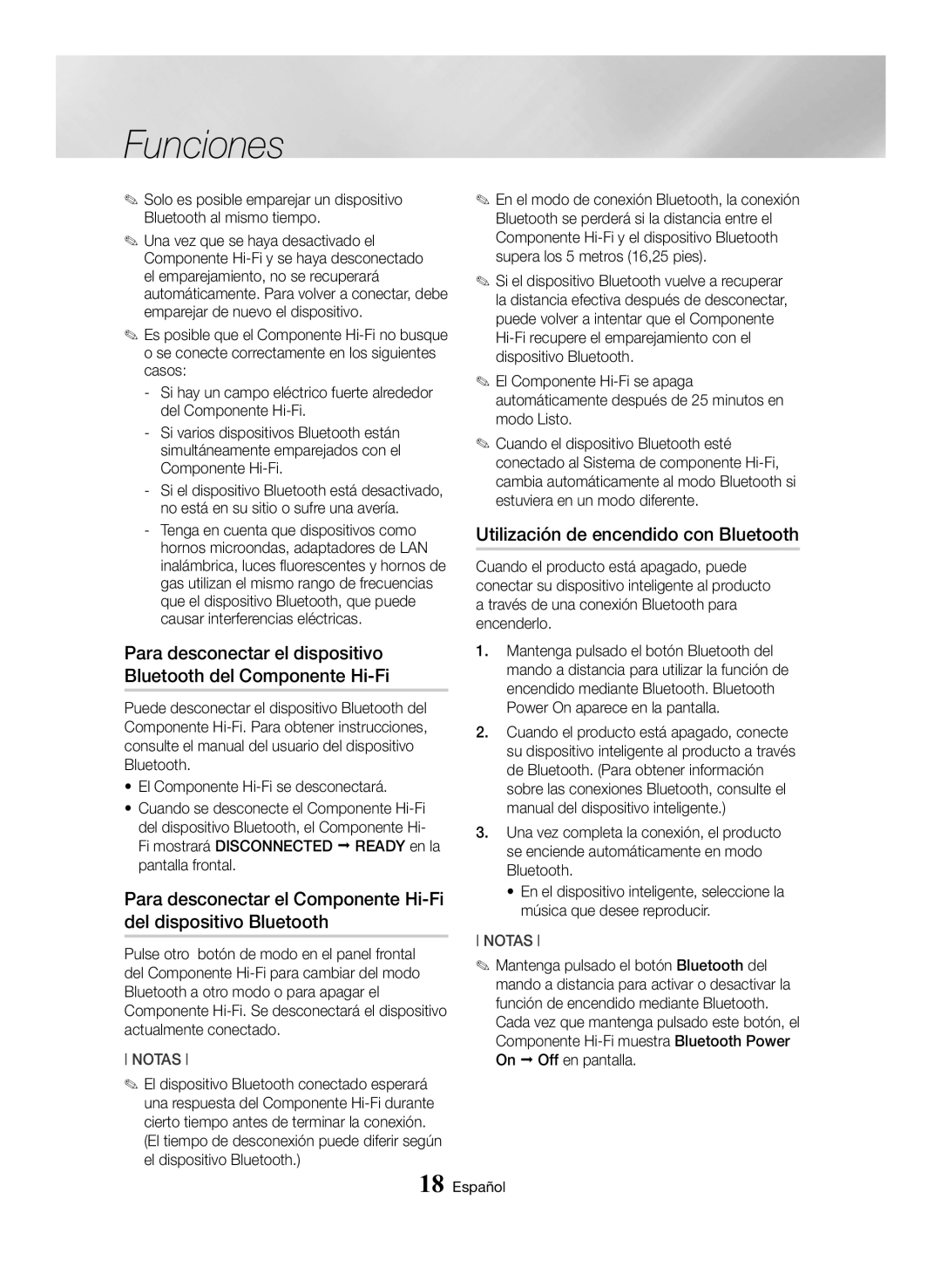 Samsung MX-HS8000/ZF manual Utilización de encendido con Bluetooth 