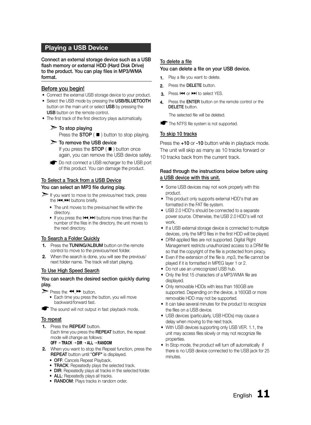 Samsung MXF630BZA user manual Playing a USB Device 