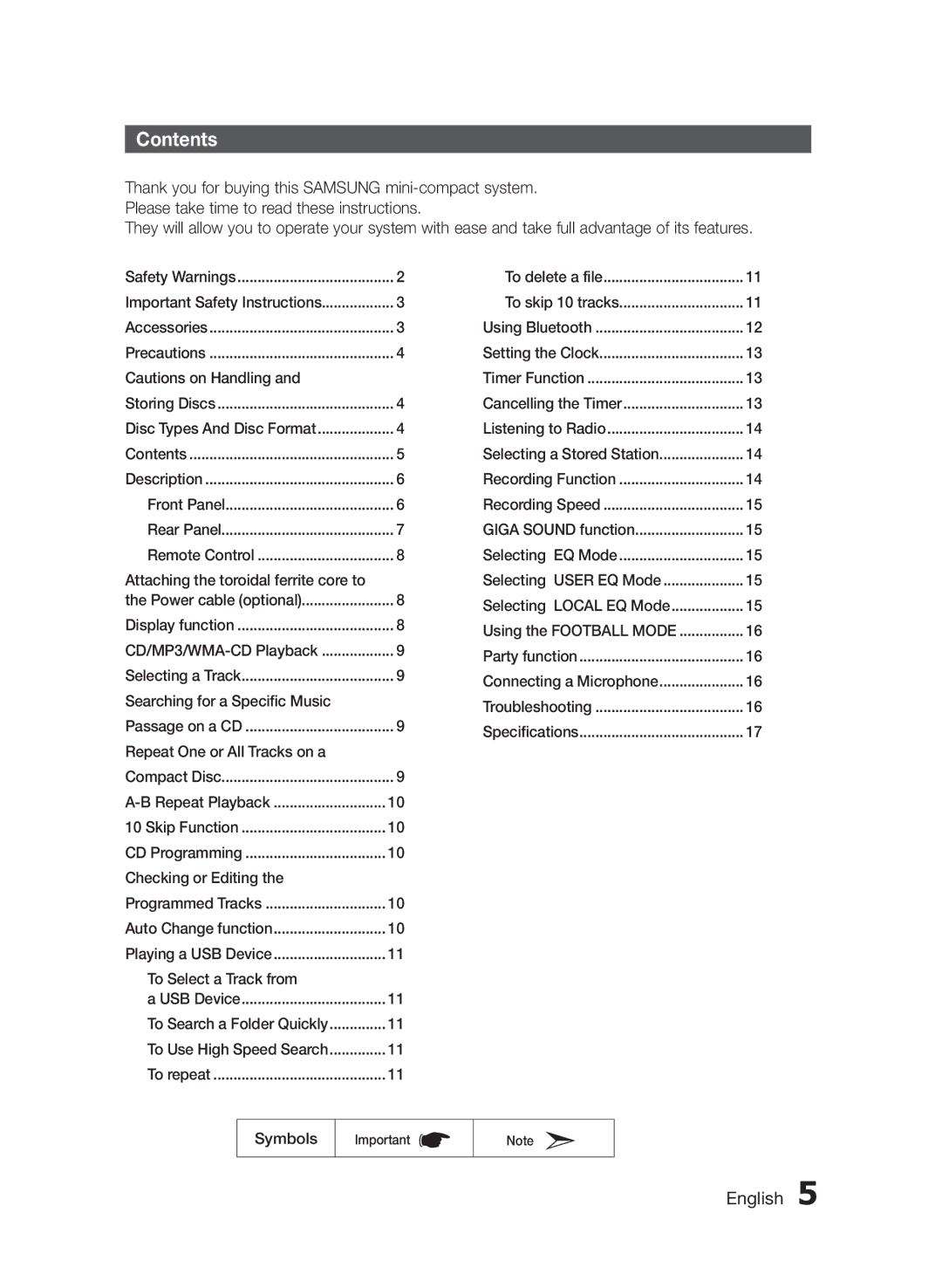 Samsung MXF830BZA user manual Contents 