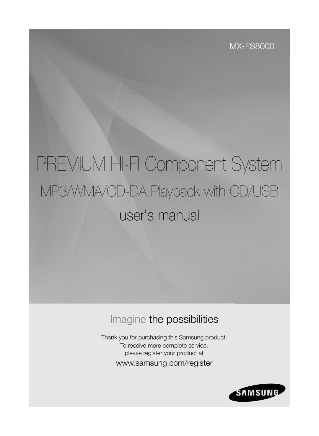 Samsung MXFS8000ZA user manual Premium HI-FI Component System 