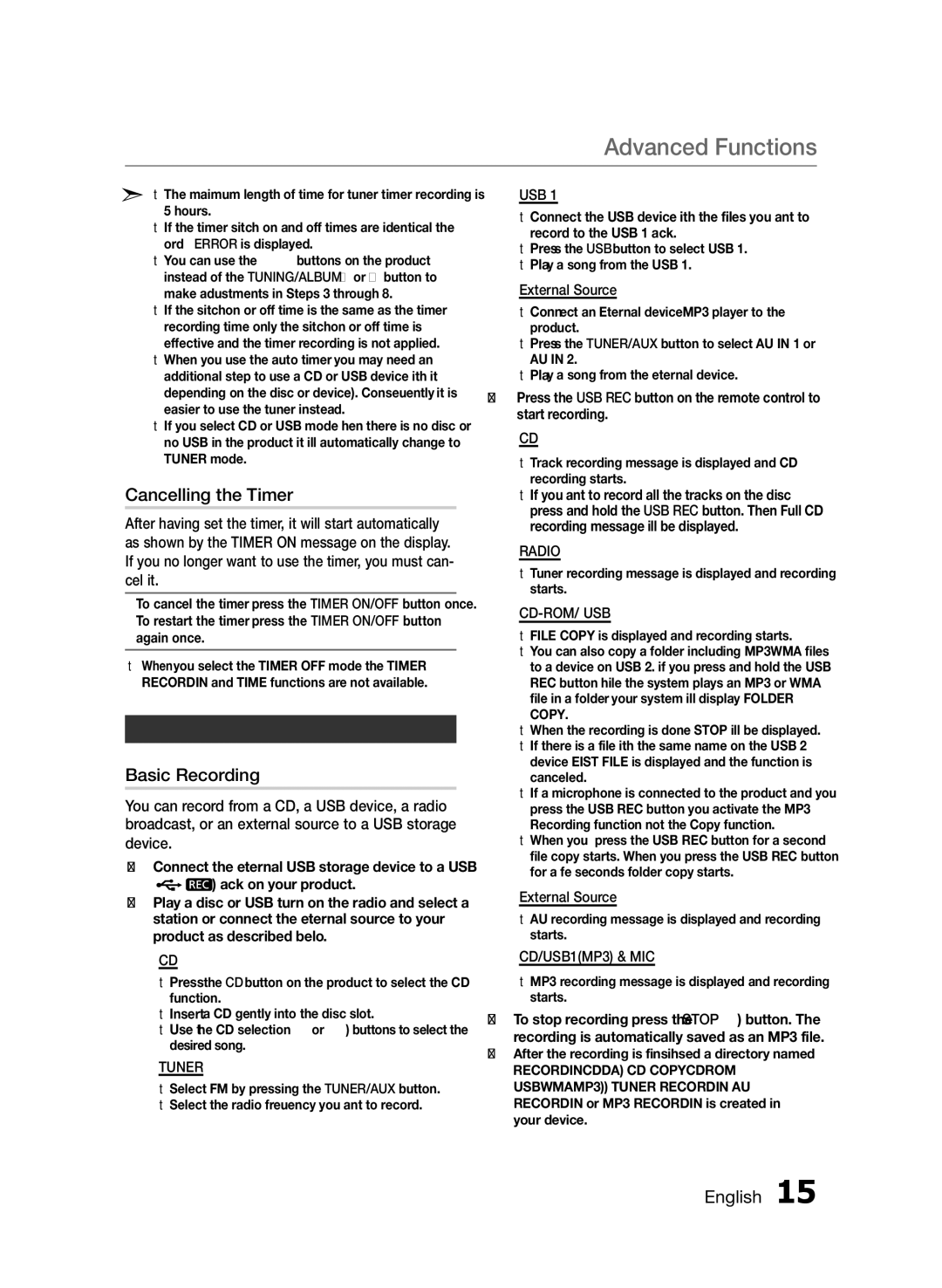 Samsung MXFS8000ZA user manual Recording Function, Cancelling the Timer, Basic Recording, Device 