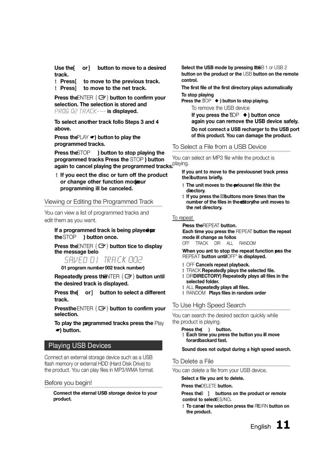 Samsung MXFS9000ZA user manual Playing USB Devices 