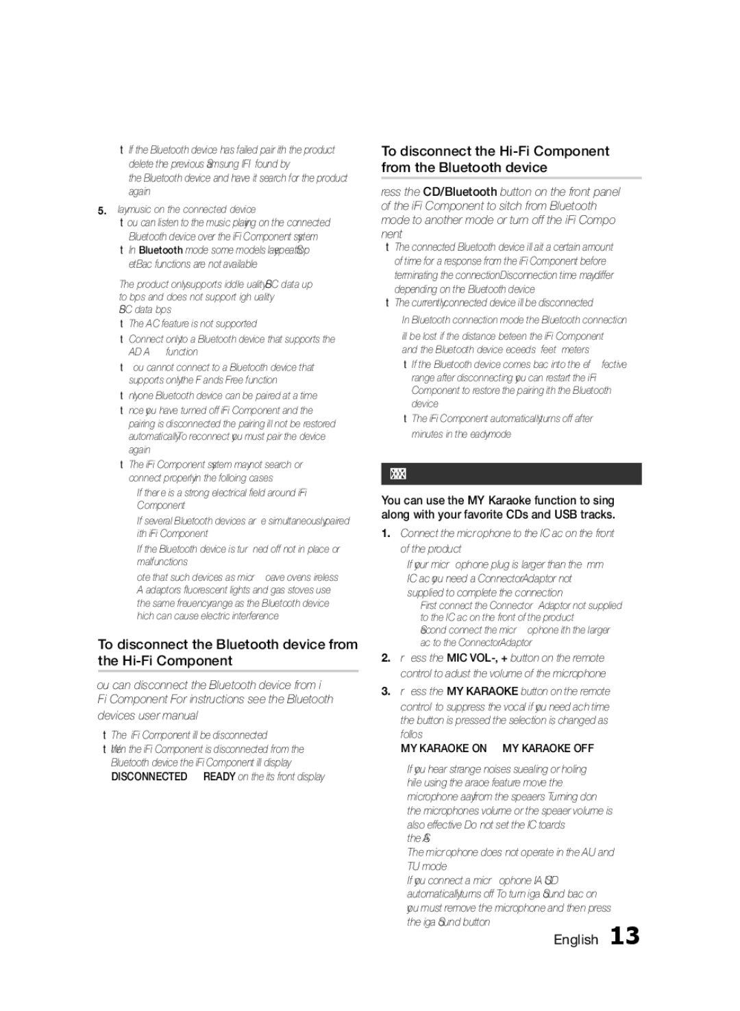 Samsung MXFS9000ZA user manual Using My Karaoke, To disconnect the Bluetooth device from the Hi-Fi Component 