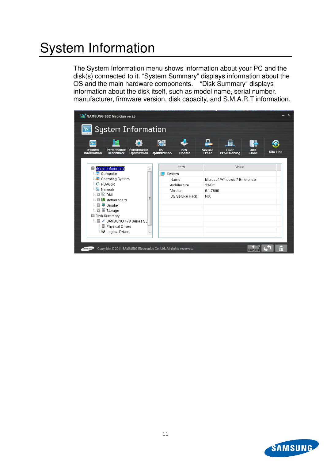 Samsung MZ-5PA064B/EU, MZ-5PA256C/EU, MZ-5PA128C/EU, MZ-5PA128B/EU, MZ-5PA256B/EU, MZ-5PA064C/EU manual System Information 