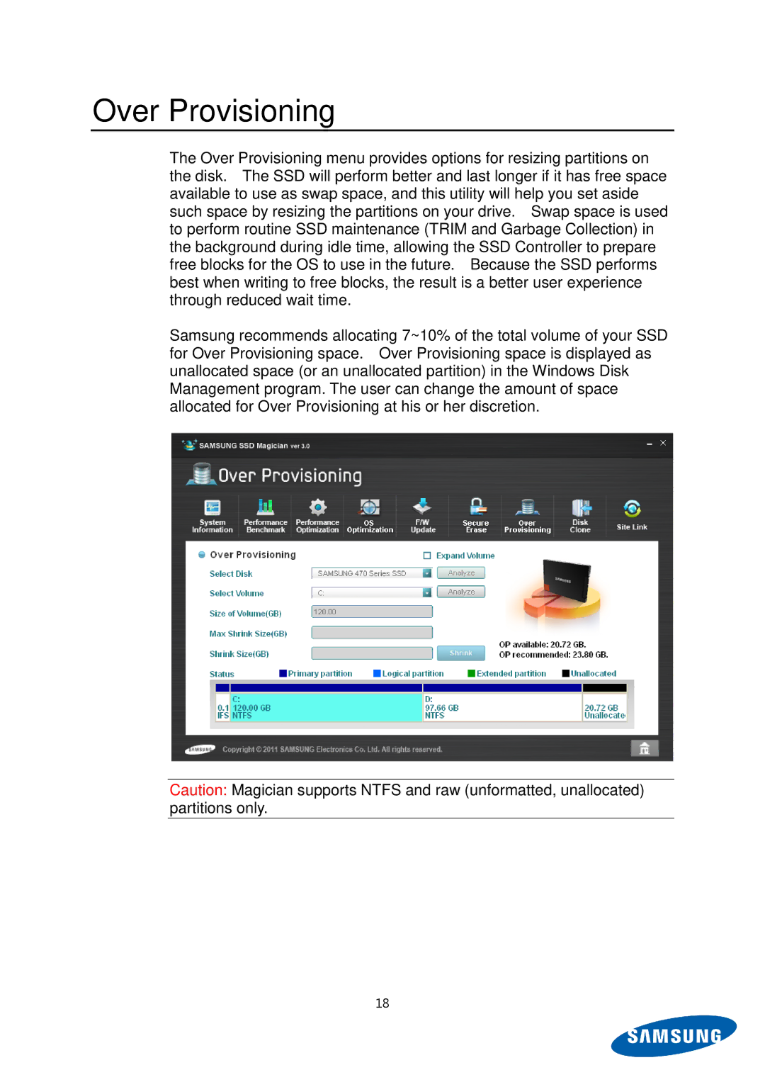 Samsung MZ-5PA256C/EU, MZ-5PA128C/EU, MZ-5PA128B/EU, MZ-5PA256B/EU, MZ-5PA064C/EU, MZ-5PA064B/EU manual Over Provisioning 