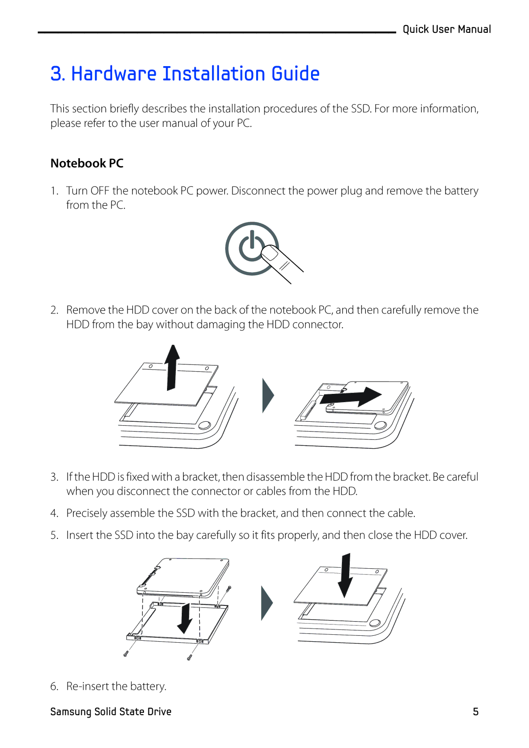 Samsung MZ-5PA064B/EU, MZ-5PA256C/EU, MZ-5PA128C/EU, MZ-5PA128B/EU, MZ-5PA256B/EU, MZ-5PA064C/EU Hardware Installation Guide 