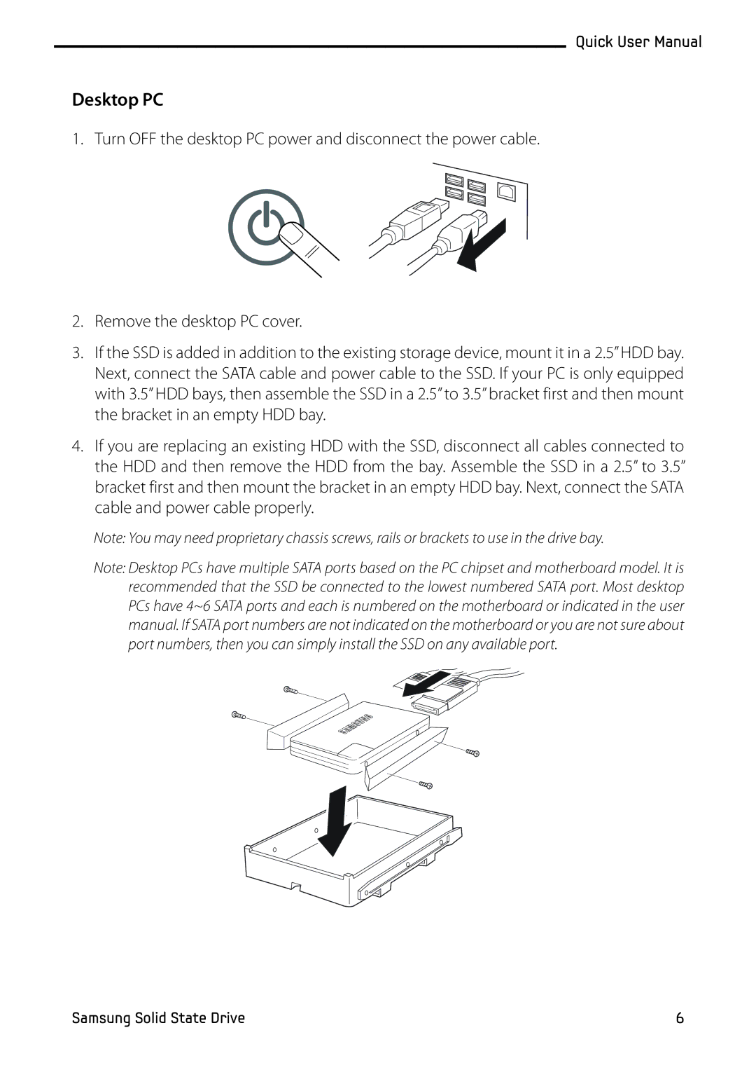 Samsung MZ-5PA256C/EU, MZ-5PA128C/EU, MZ-5PA128B/EU, MZ-5PA256B/EU, MZ-5PA064C/EU, MZ-5PA064B/EU manual Desktop PC 