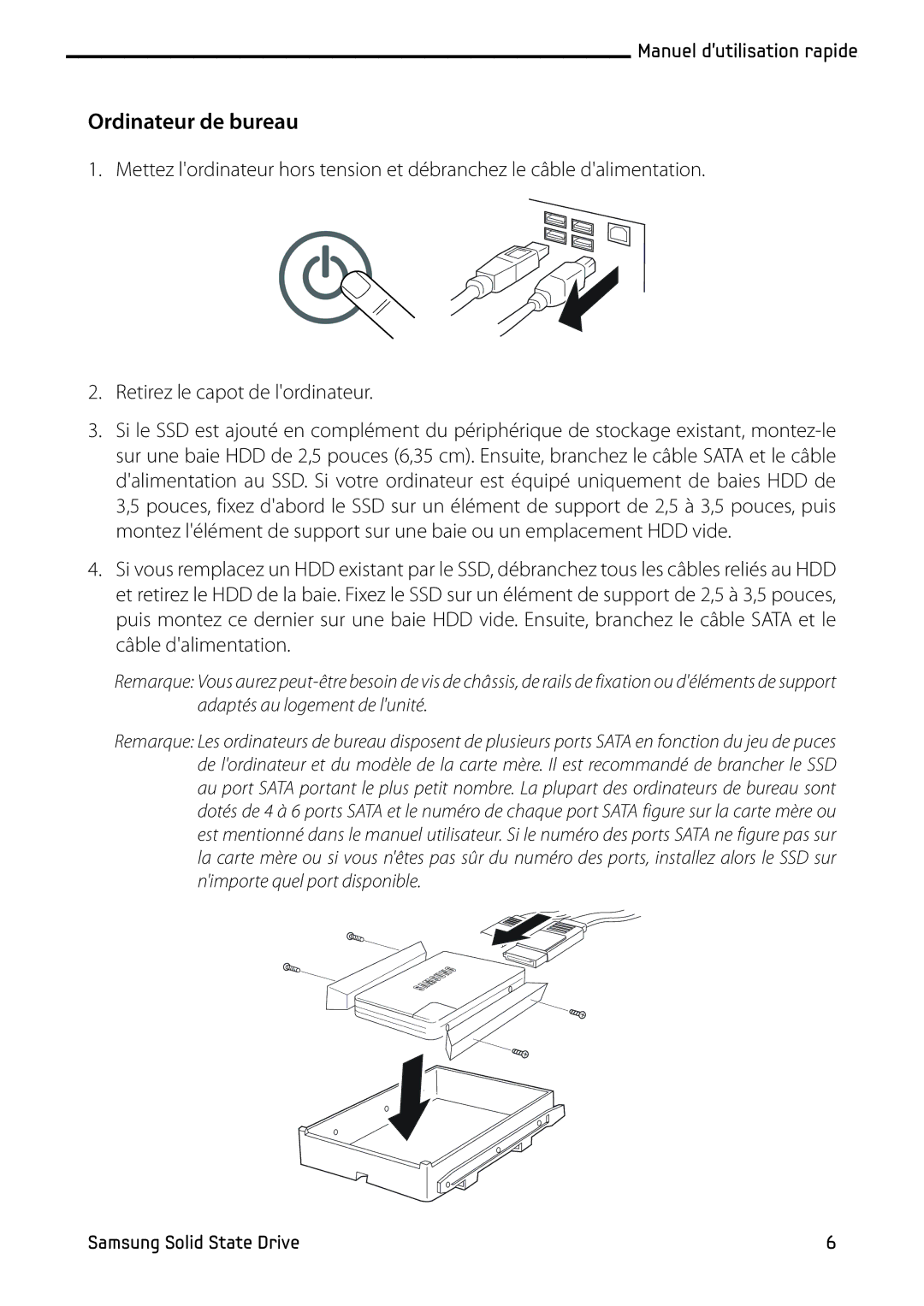 Samsung MZ-5PA064C/EU, MZ-5PA256/EU, MZ-5PA064/EU, MZ-5PA256C/EU, MZ-5PA128C/EU, MZ-5PA128B/EU manual Ordinateur de bureau 