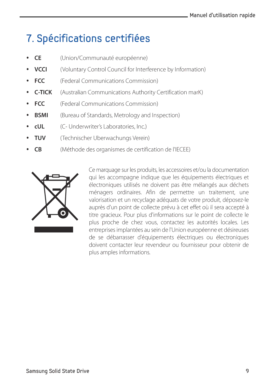 Samsung MZ-5PA256/EU, MZ-5PA064/EU, MZ-5PA256C/EU, MZ-5PA128C/EU, MZ-5PA128B/EU, MZ-5PA256B/EU Spécifications certifiées, Fcc 