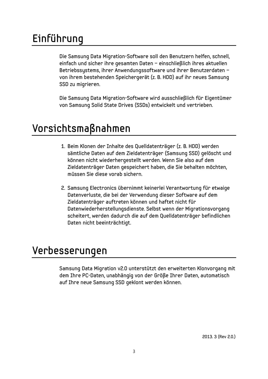 Samsung MZ-7PC512D/EU, MZ-5PA256/EU, MZ-5PA064/EU, MZ-7PC256D/EU, MZ-5PA128/EU Einführung, Vorsichtsmaßnahmen, Verbesserungen 