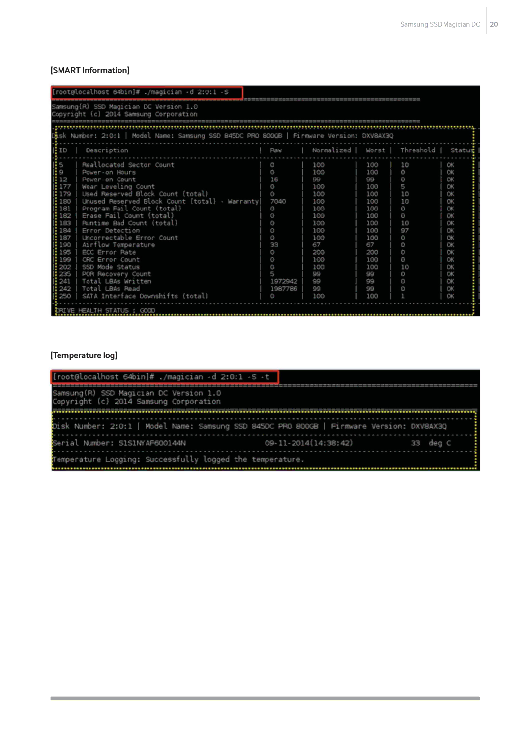 Samsung MZ-7KM480Z, MZ-7KM240E, MZ-7KM120E, MZ-7LM960Z, MZ-7LM960E, MZ-7LM480E, MZ-7KM480E Smart Information Temperature log 