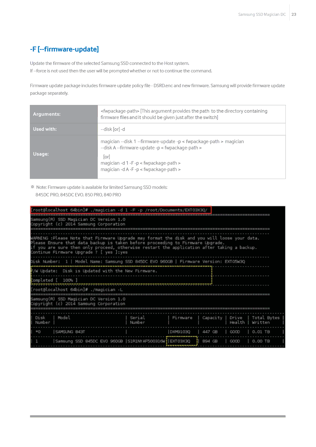 Samsung MZ-7LM960Z, MZ-7KM480Z, MZ-7KM240E Firmware-update, Firmware files and it should be given just after the switch 