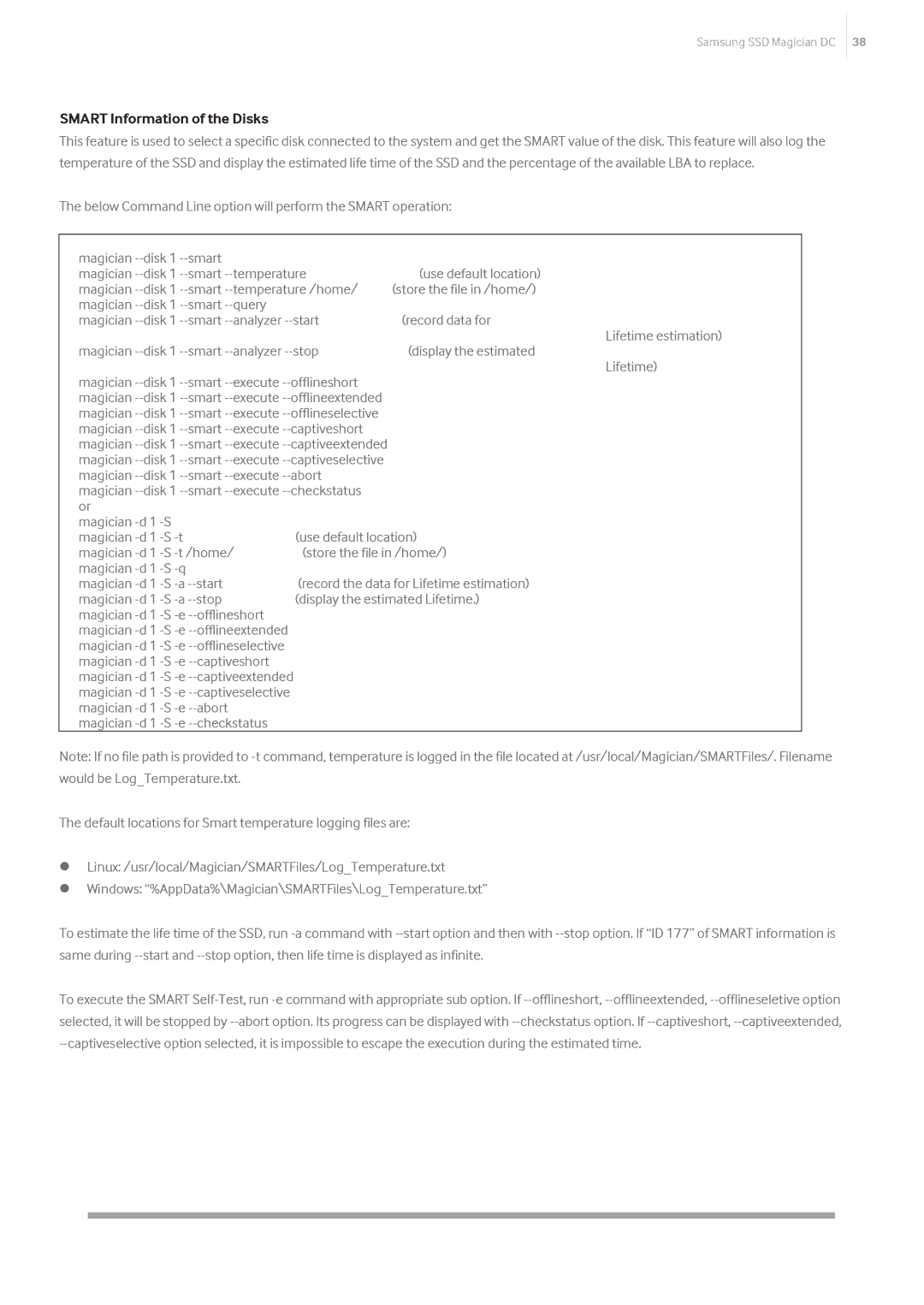 Samsung MZ-7LM3T8Z, MZ-7KM480Z, MZ-7KM240E, MZ-7KM120E, MZ-7LM960Z, MZ-7LM960E, MZ-7LM480E manual Smart Information of the Disks 