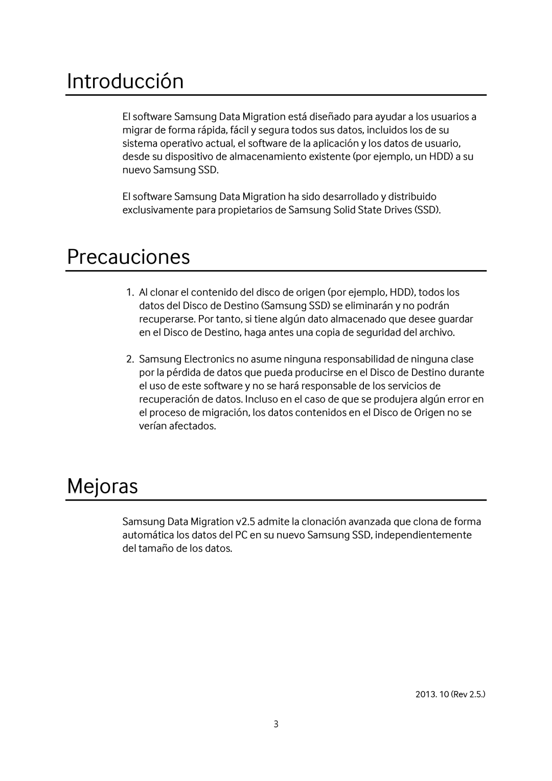 Samsung MZ-7TD120BW, MZ-7TD500BW, MZ-7TD250KW, MZ-7TD120KW, MZ-7TD500KW, MZ-7TD250BW manual Introducción, Precauciones, Mejoras 