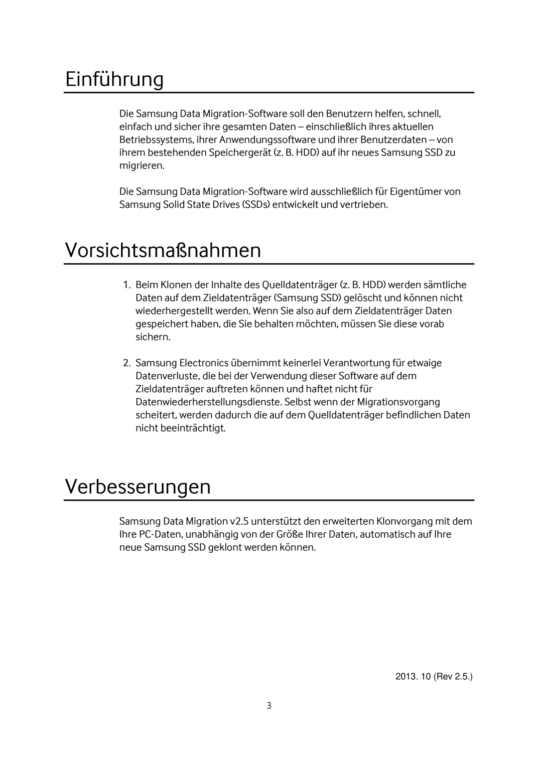 Samsung MZ-7TD128BW, MZ-7TD500BW, MZ-7TD250KW, MZ-7TD120KW, MZ-7TD120BW manual Einführung, Vorsichtsmaßnahmen, Verbesserungen 