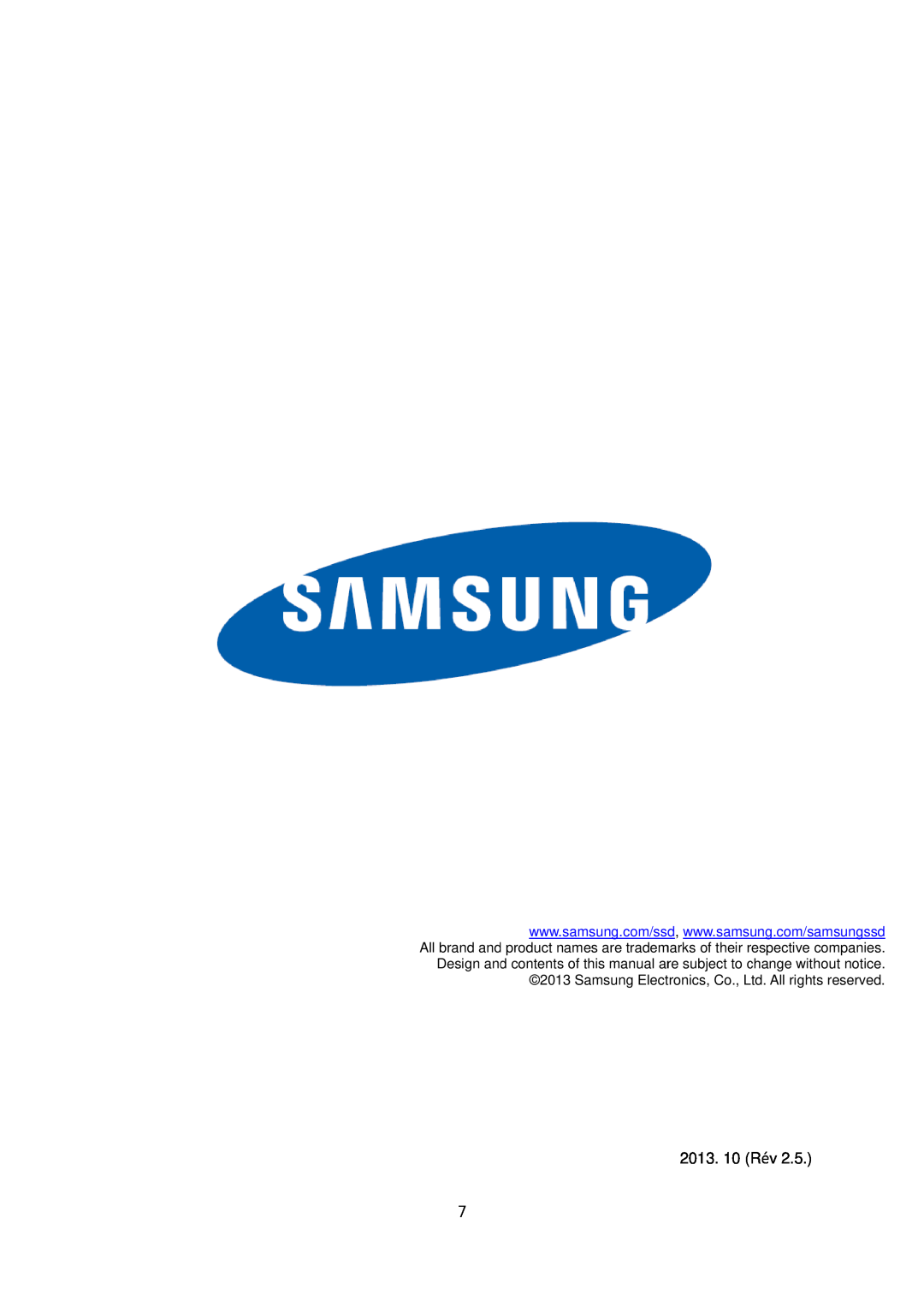 Samsung MZ-7TD256KW, MZ-7TD500BW, MZ-7TD250KW, MZ-7TD120KW, MZ-7TD128BW, MZ-7TD120BW, MZ-7TD120Z, MZ-7TD512KW manual 2013. 10 Rév 