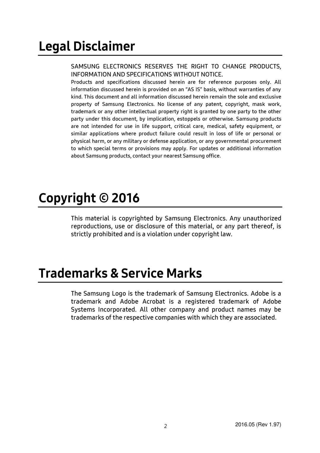 Samsung MZ-7TE750BW, MZ-7TE250KW, MZ-7TE250BW, MZ-7TE500BW manual Legal Disclaimer, Copyright, Trademarks & Service Marks 