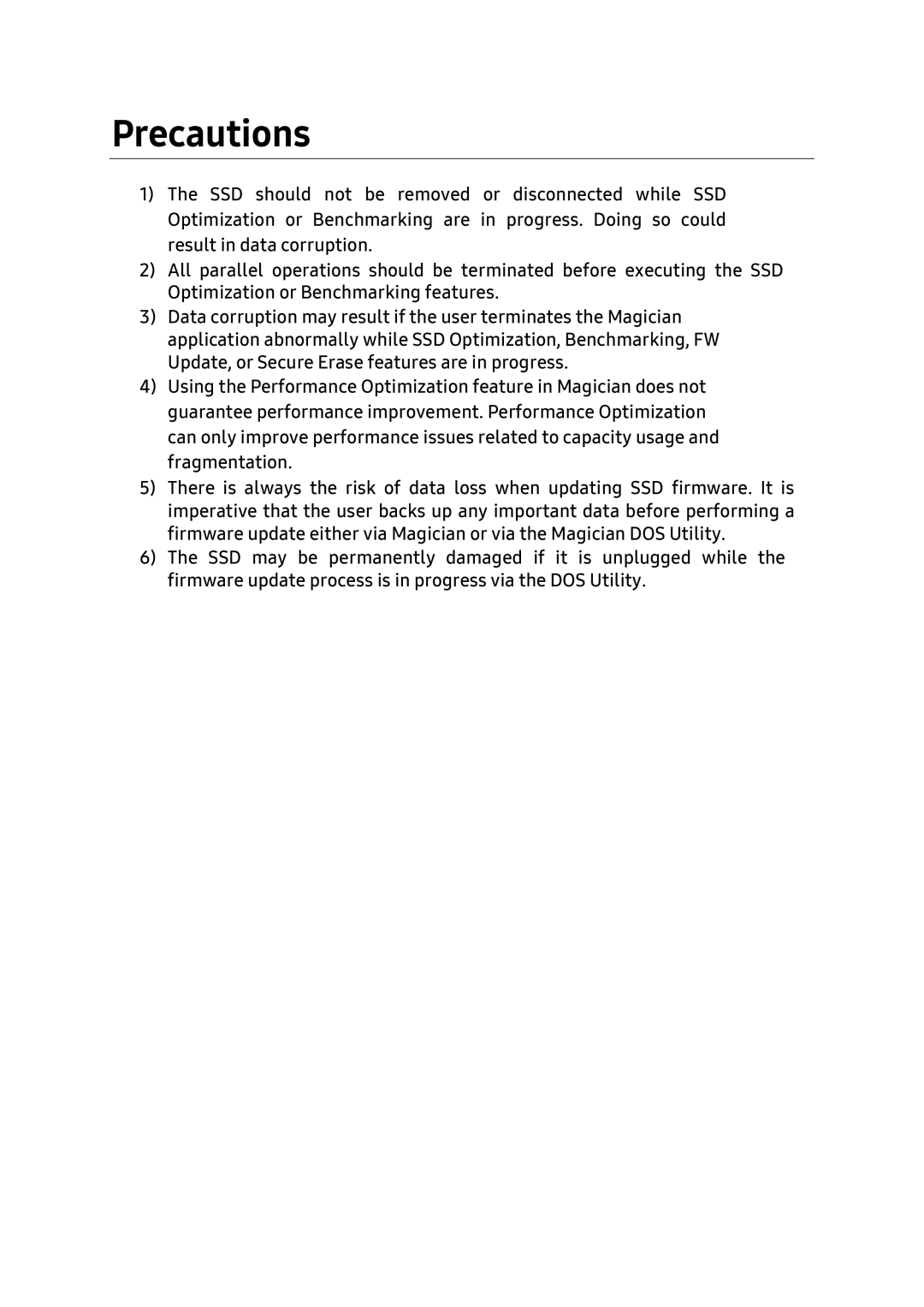 Samsung MZ-7TE1T0BW, MZ-7TE250KW, MZ-7TE250BW, MZ-7TE750BW, MZ-7TE500BW, MZ-7TE250LW, MZ-7TE120KW, MZ-7TE500LW manual Precautions 