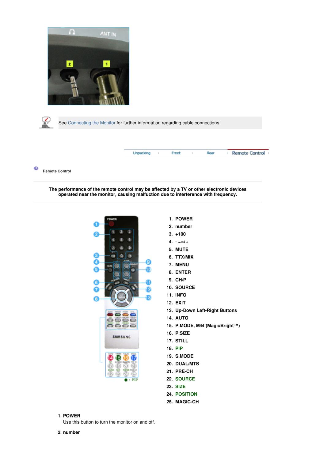 Samsung LS19MZFSS/SAI, MZ19FSSS/EDC, MZ19FSSS/XSG manual Mute TTX/MIX Menu Enter, Still, Dual/Mts, MAGIC-CH Power 