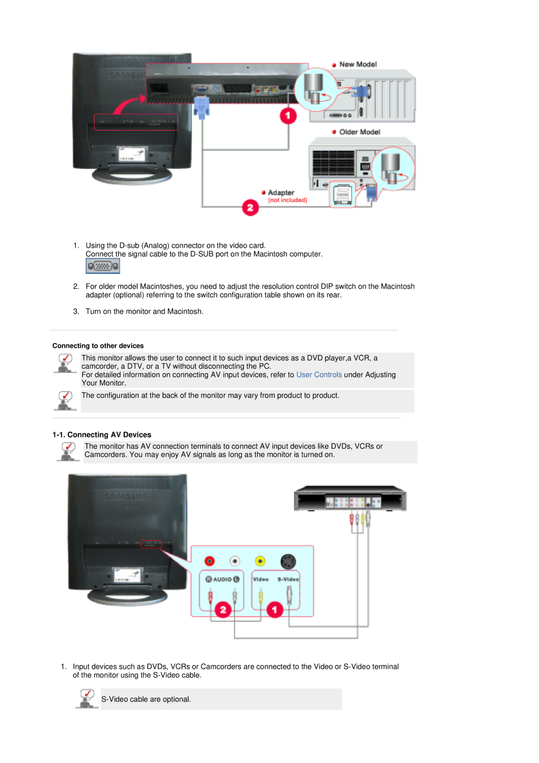 Samsung MZ19FSSS/XSG, MZ19FSSS/EDC, LS19MZFSS/SAI manual Connecting AV Devices 