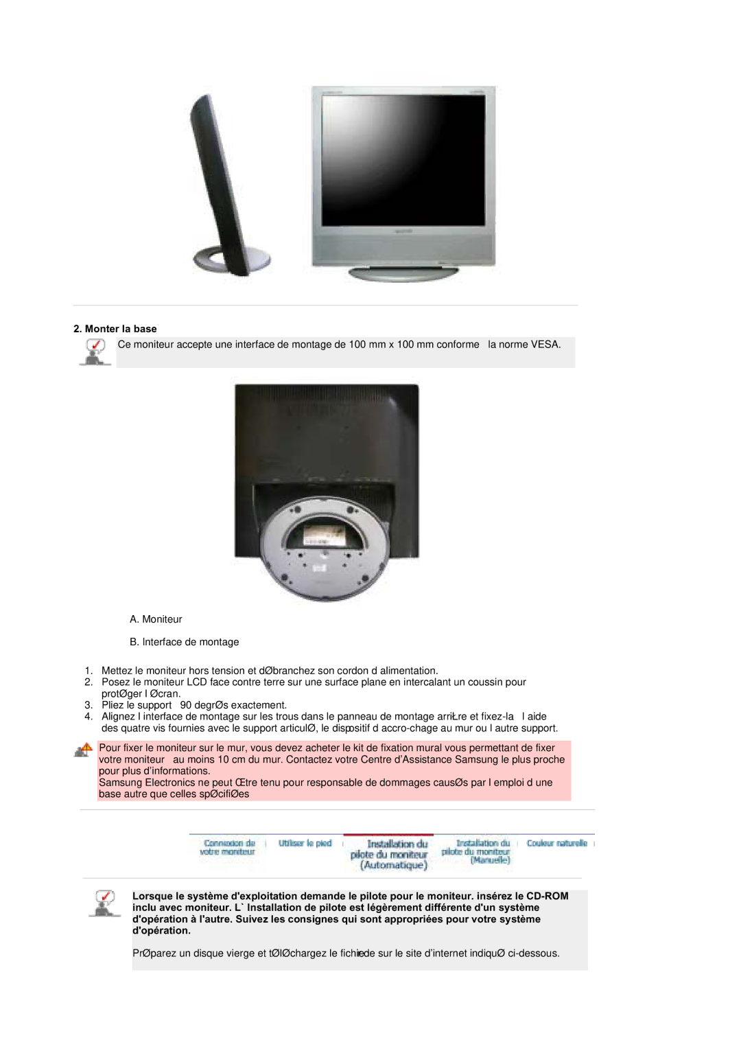 Samsung MZ19FSSS/EDC manual Monter la base 