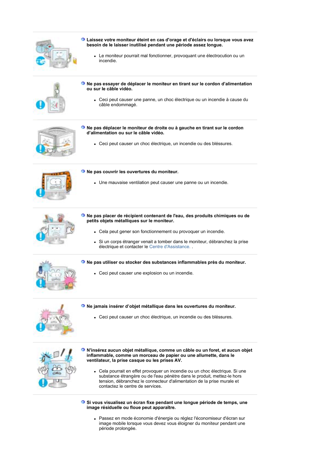 Samsung MZ19FSSS/EDC manual Ne pas couvrir les ouvertures du moniteur 