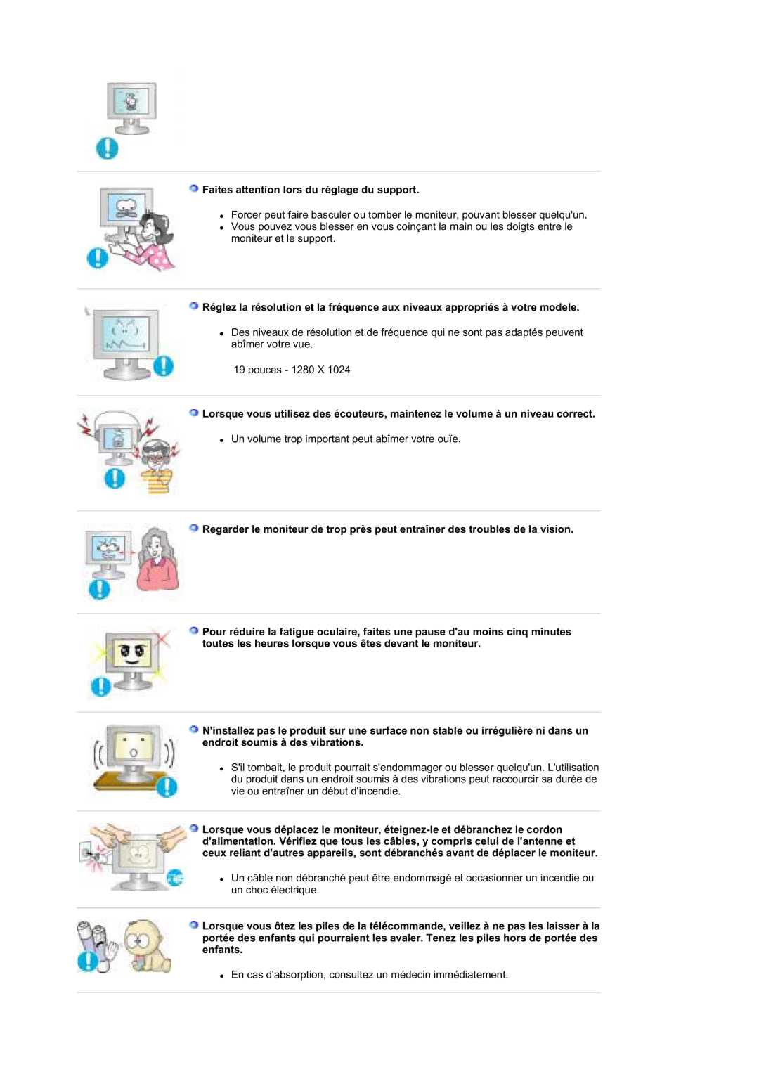 Samsung MZ19FSSS/EDC manual Faites attention lors du réglage du support 