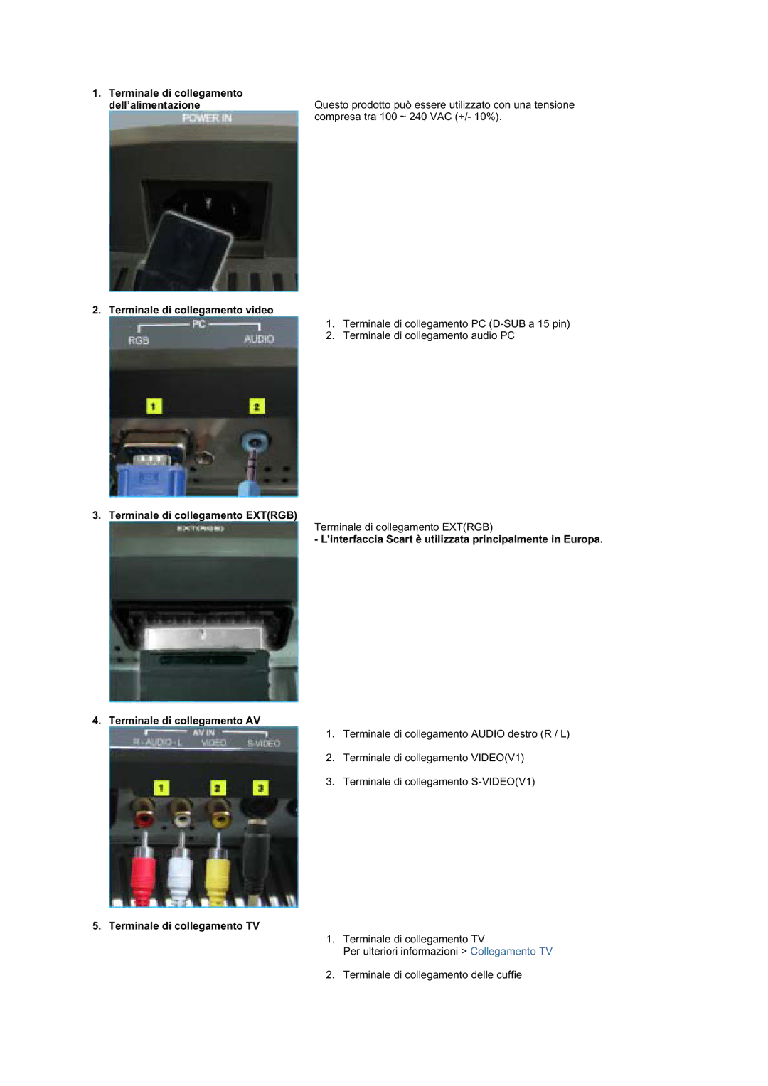 Samsung MZ19FSSS/EDC manual Linterfaccia Scart è utilizzata principalmente in Europa 