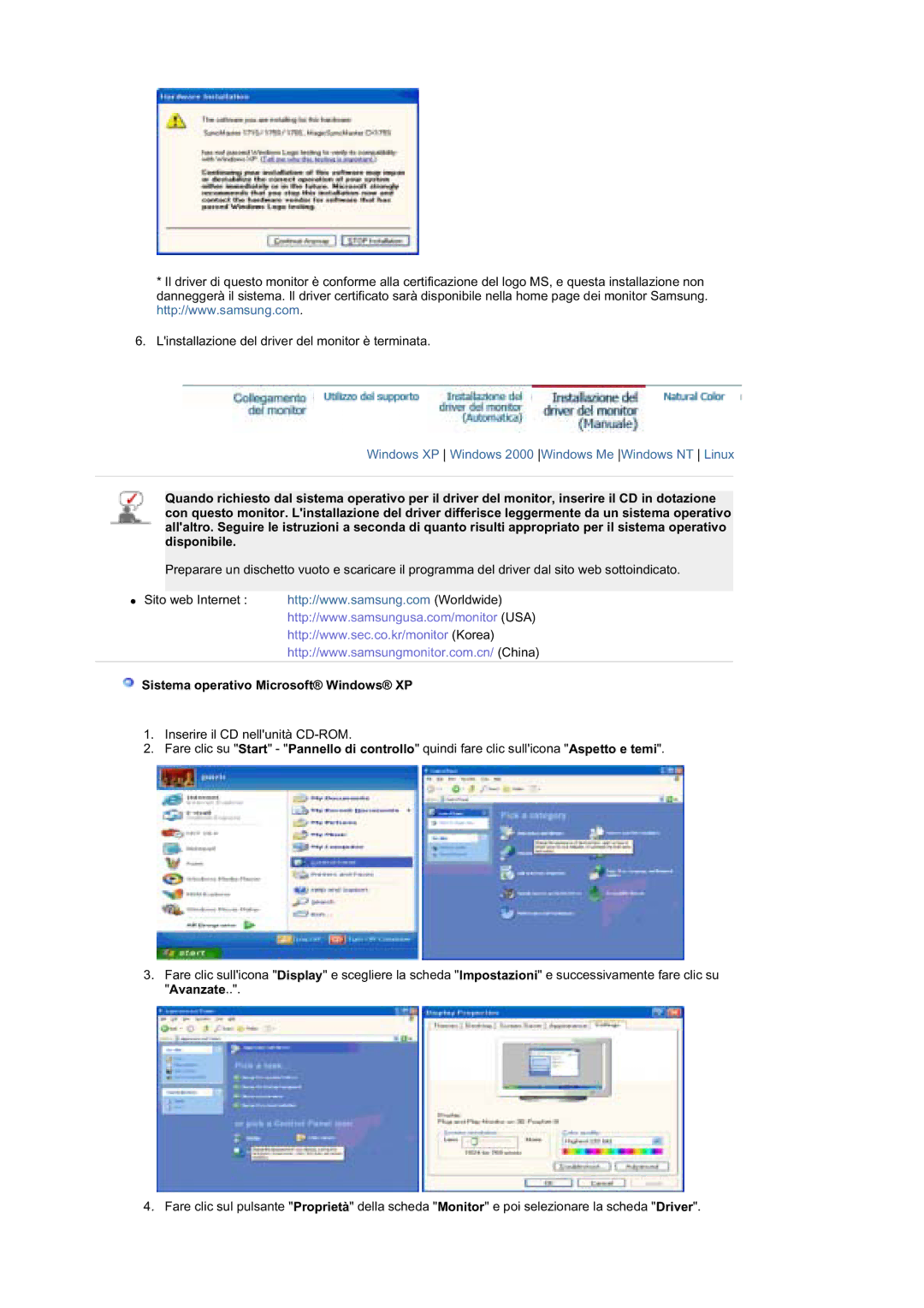 Samsung MZ19FSSS/EDC manual Sistema operativo Microsoft Windows XP 