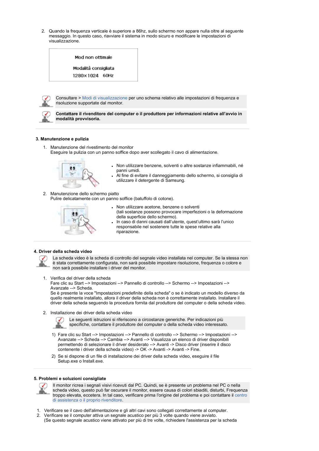 Samsung MZ19FSSS/EDC manual Driver della scheda video, Problemi e soluzioni consigliate 