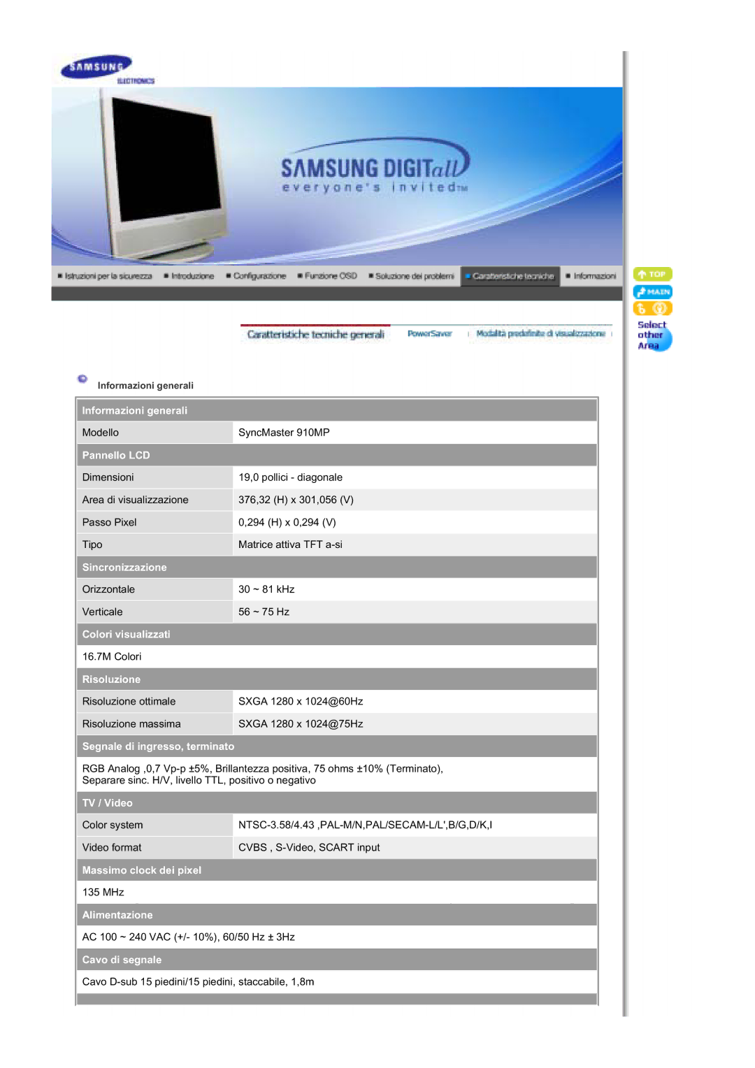 Samsung MZ19FSSS/EDC manual Informazioni generali 