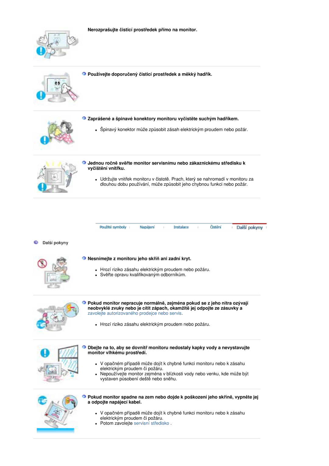 Samsung MZ19FSSS/EDC manual Nesnímejte z monitoru jeho skĜíĖ ani zadní kryt 