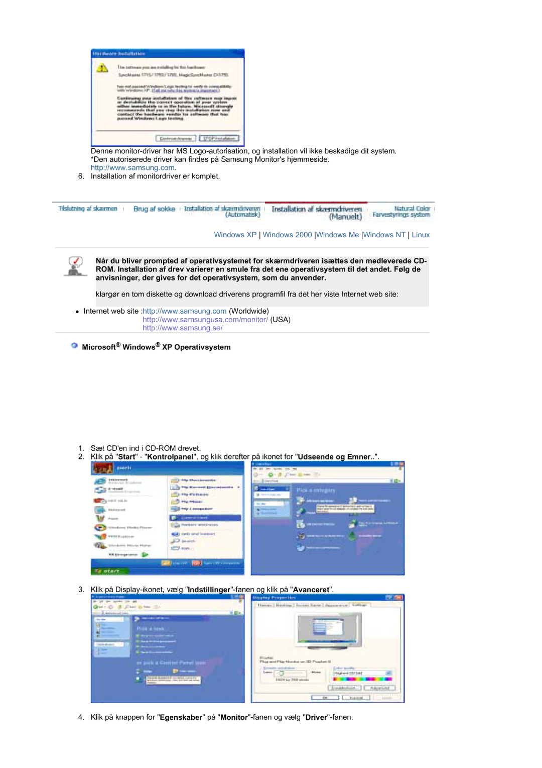 Samsung MZ19FSSS/EDC manual Microsoft Windows XP Operativsystem 