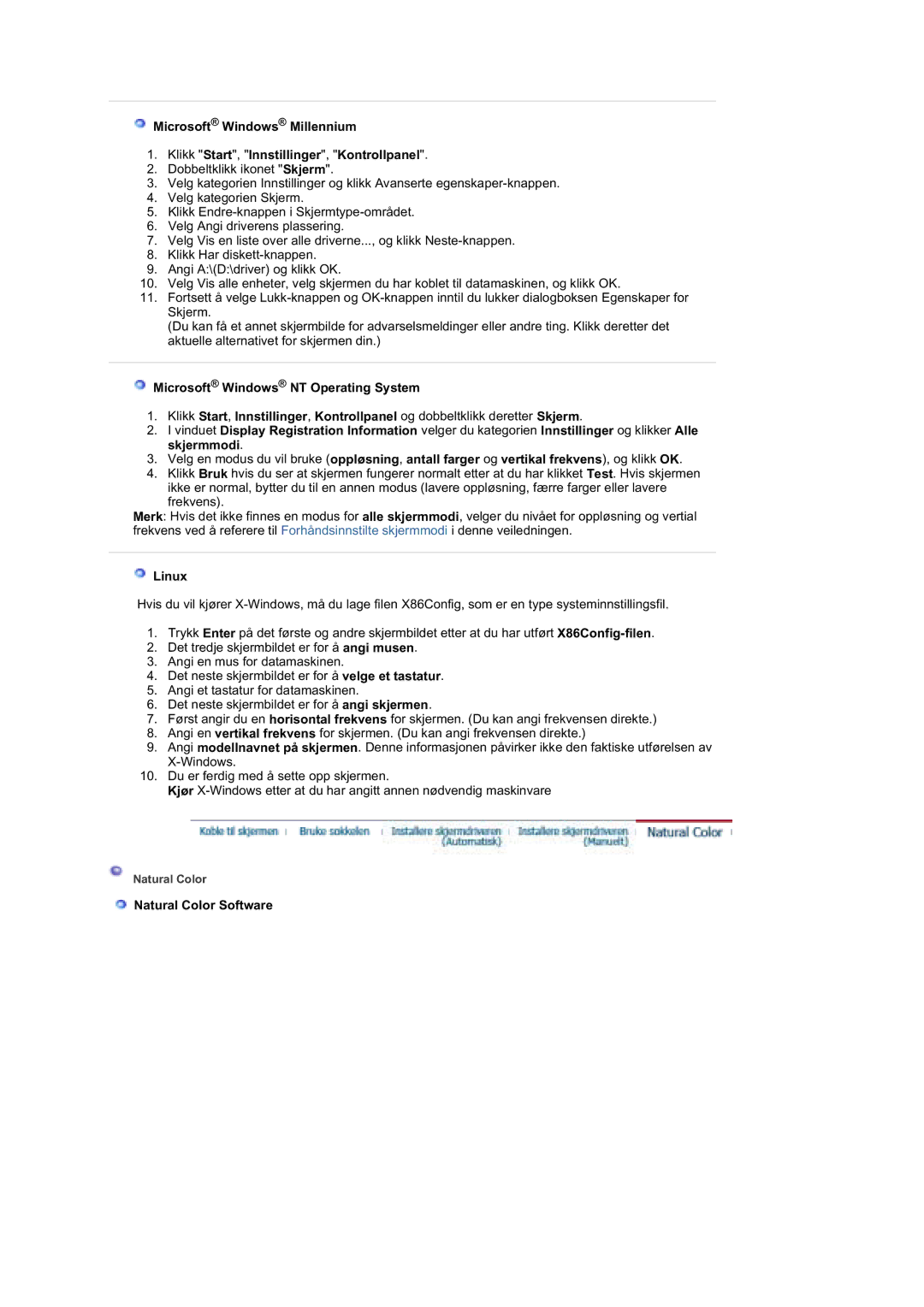 Samsung MZ19FSSS/EDC manual Linux, Natural Color Software 