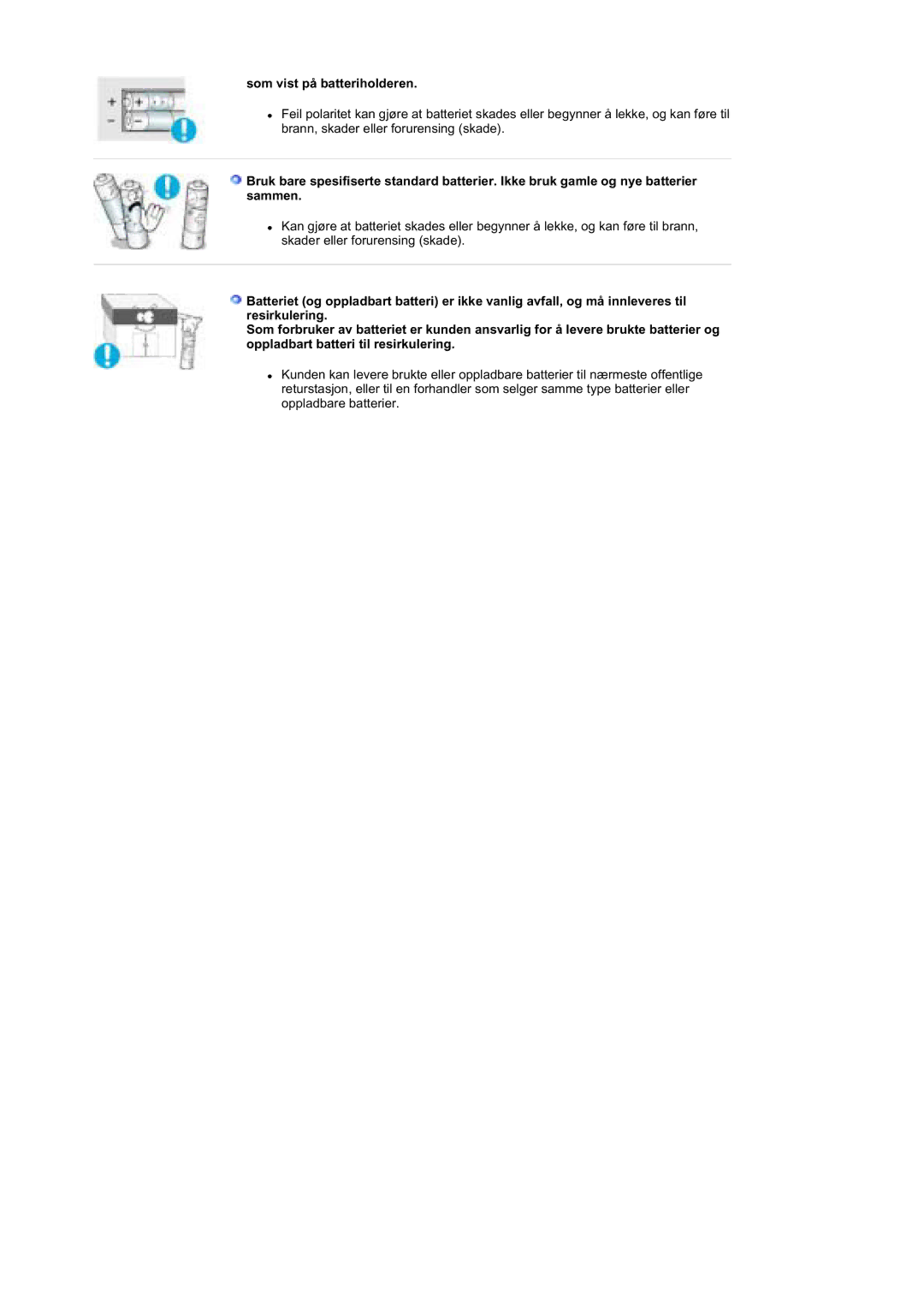 Samsung MZ19FSSS/EDC manual Som vist på batteriholderen 