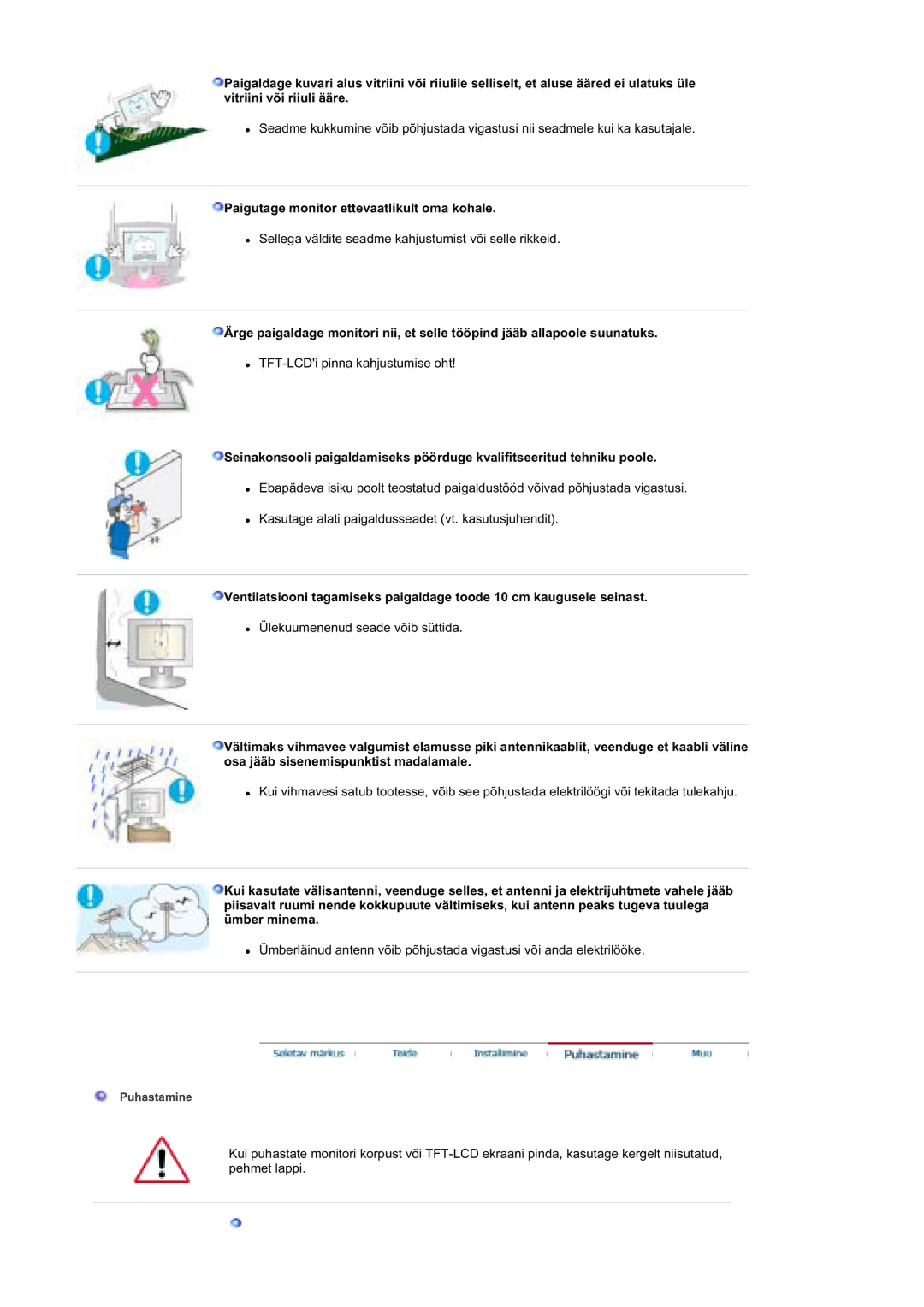 Samsung MZ19FSSS/EDC manual Paigutage monitor ettevaatlikult oma kohale 