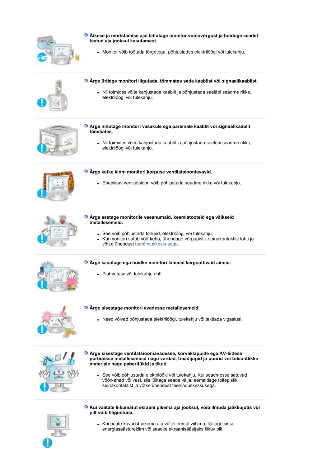 Samsung MZ19FSSS/EDC manual Ärge katke kinni monitori korpuse ventilatsiooniavasid 