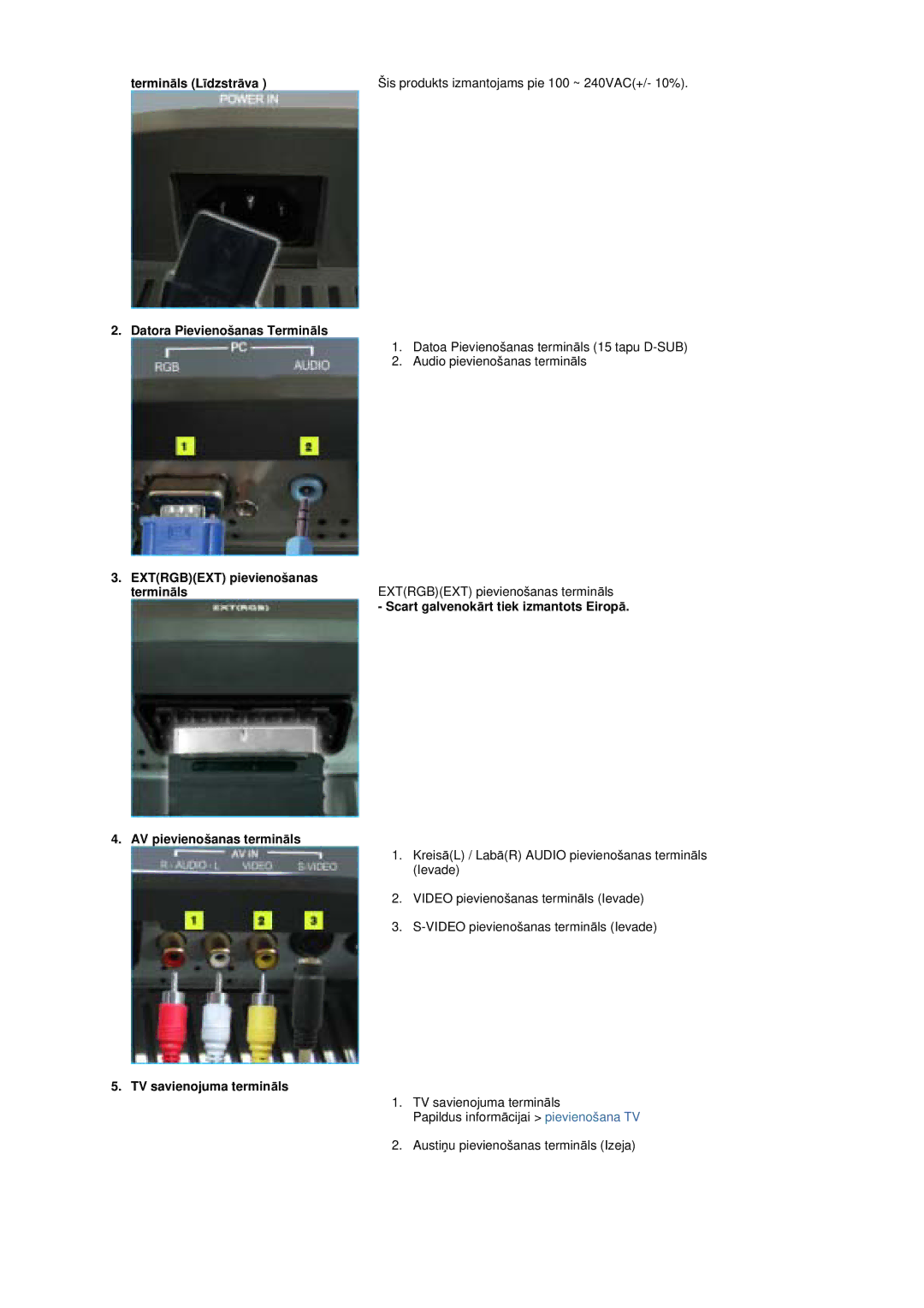 Samsung MZ19FSSS/EDC manual Scart galvenokƗrt tiek izmantots EiropƗ 