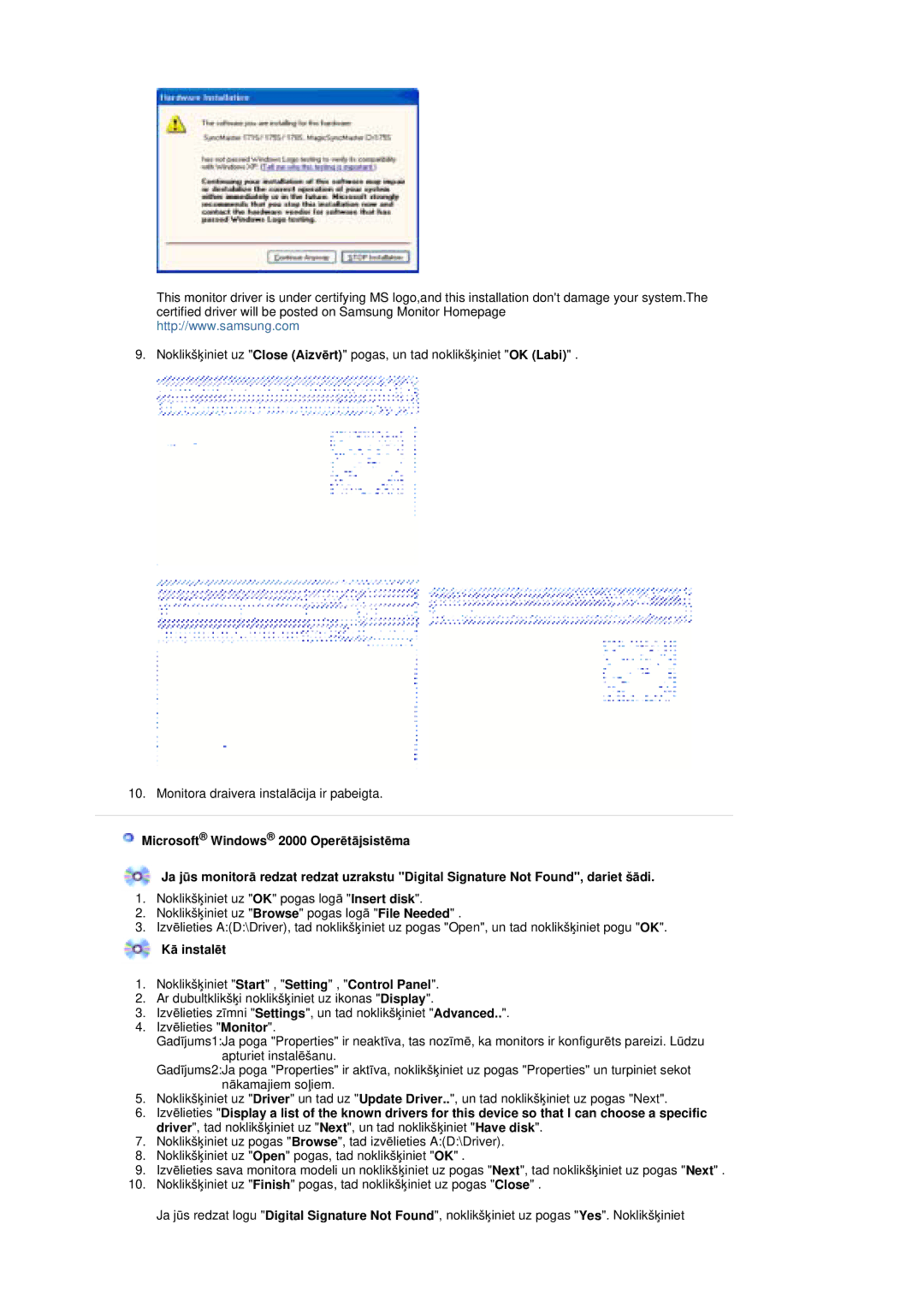 Samsung MZ19FSSS/EDC manual KƗ instalƝt 