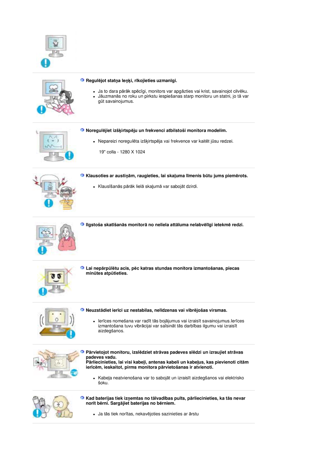 Samsung MZ19FSSS/EDC manual RegulƝjot statƼa leƼƷi, rƯkojieties uzmanƯgi 