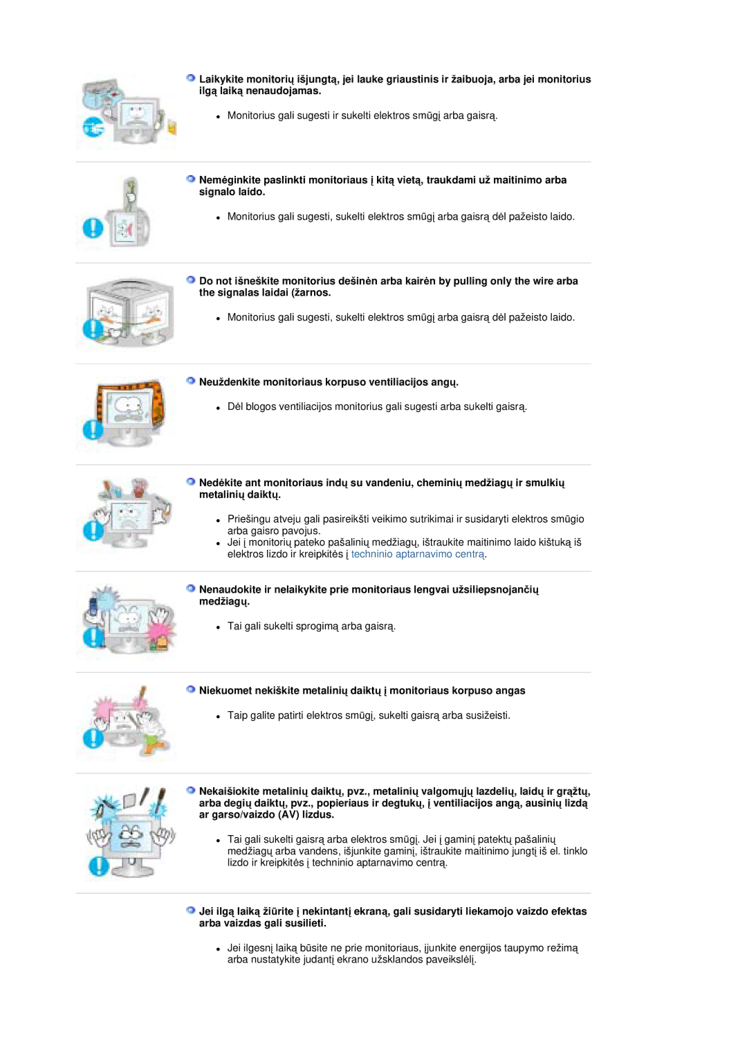 Samsung MZ19FSSS/EDC manual Neuždenkite monitoriaus korpuso ventiliacijos angǐ 