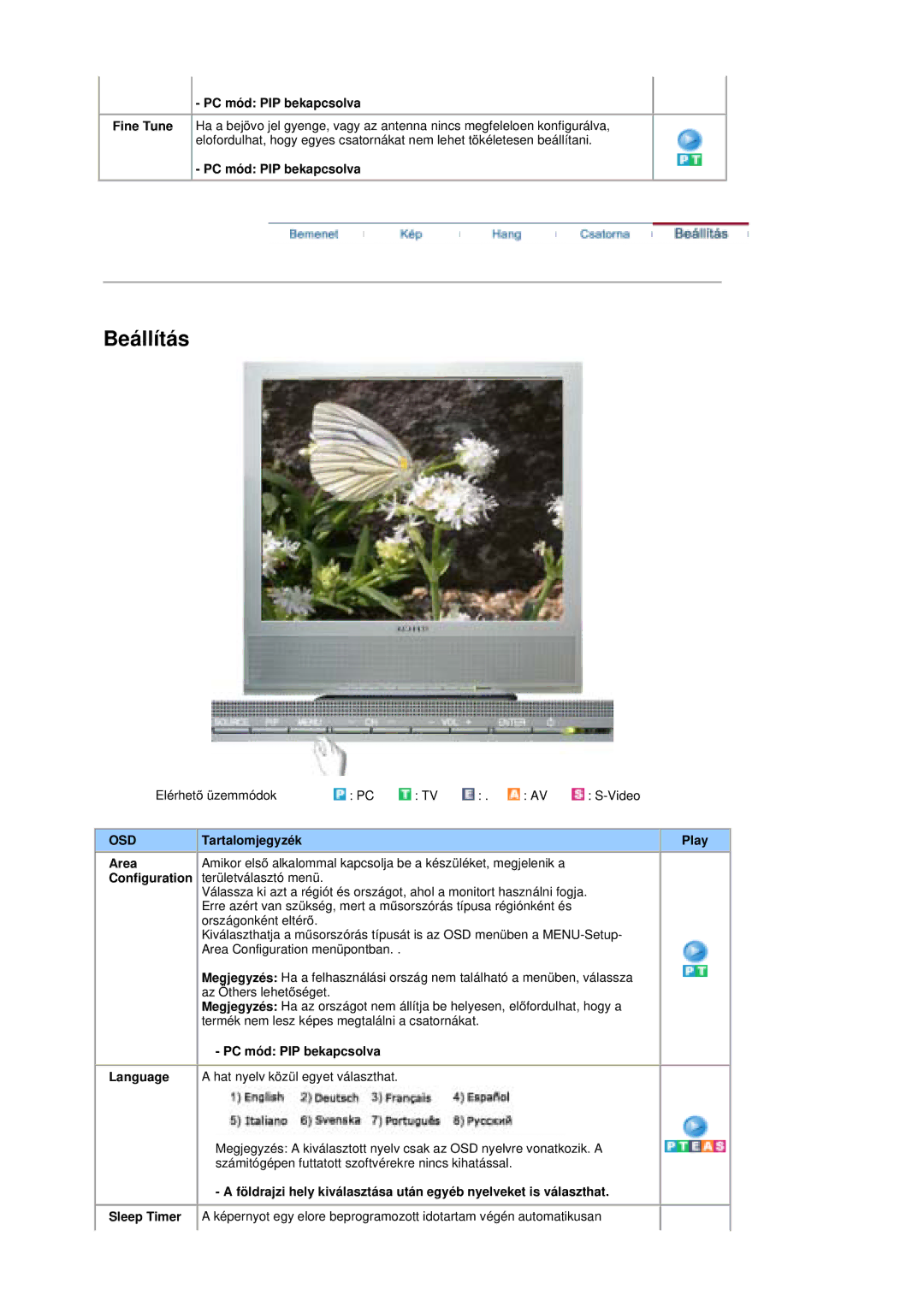 Samsung MZ19FSSS/EDC manual Tartalomjegyzék Play Area, Configuration 